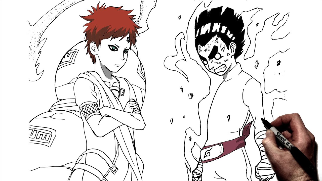 How To Draw Gaara vs Rock Lee | Step By Step | Naruto