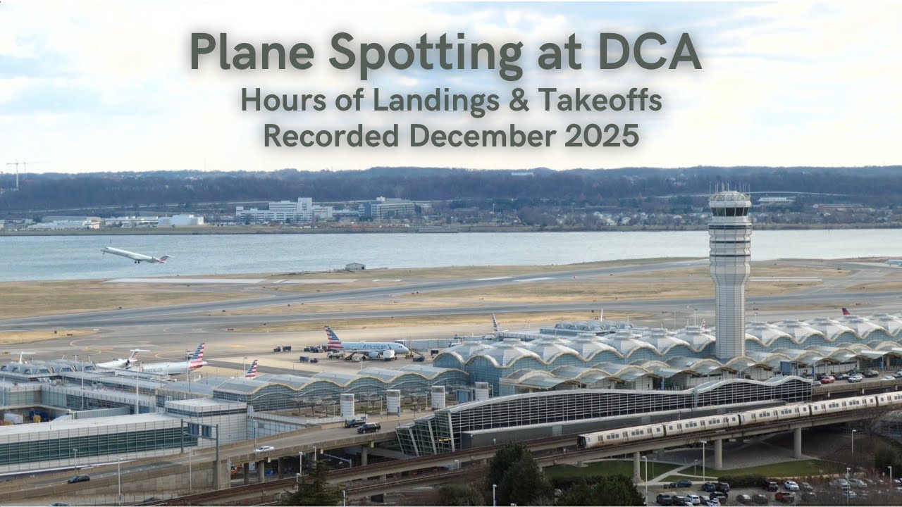 DCA Plane Spotting | Planes, Trains & City Sounds (3+ Hours)