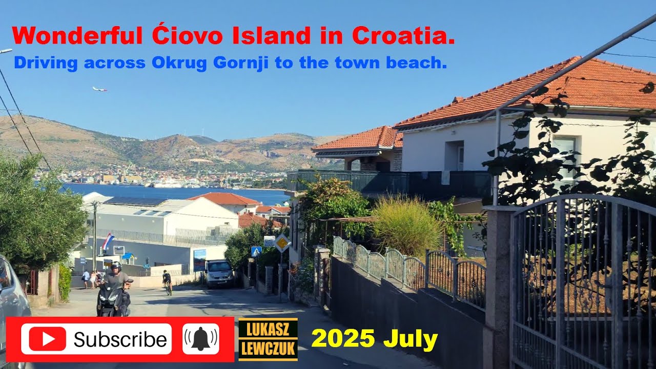Driving across Ćiovo Island to the beach of Okrug Gornji town. Amazing Croatia  [2025 July]