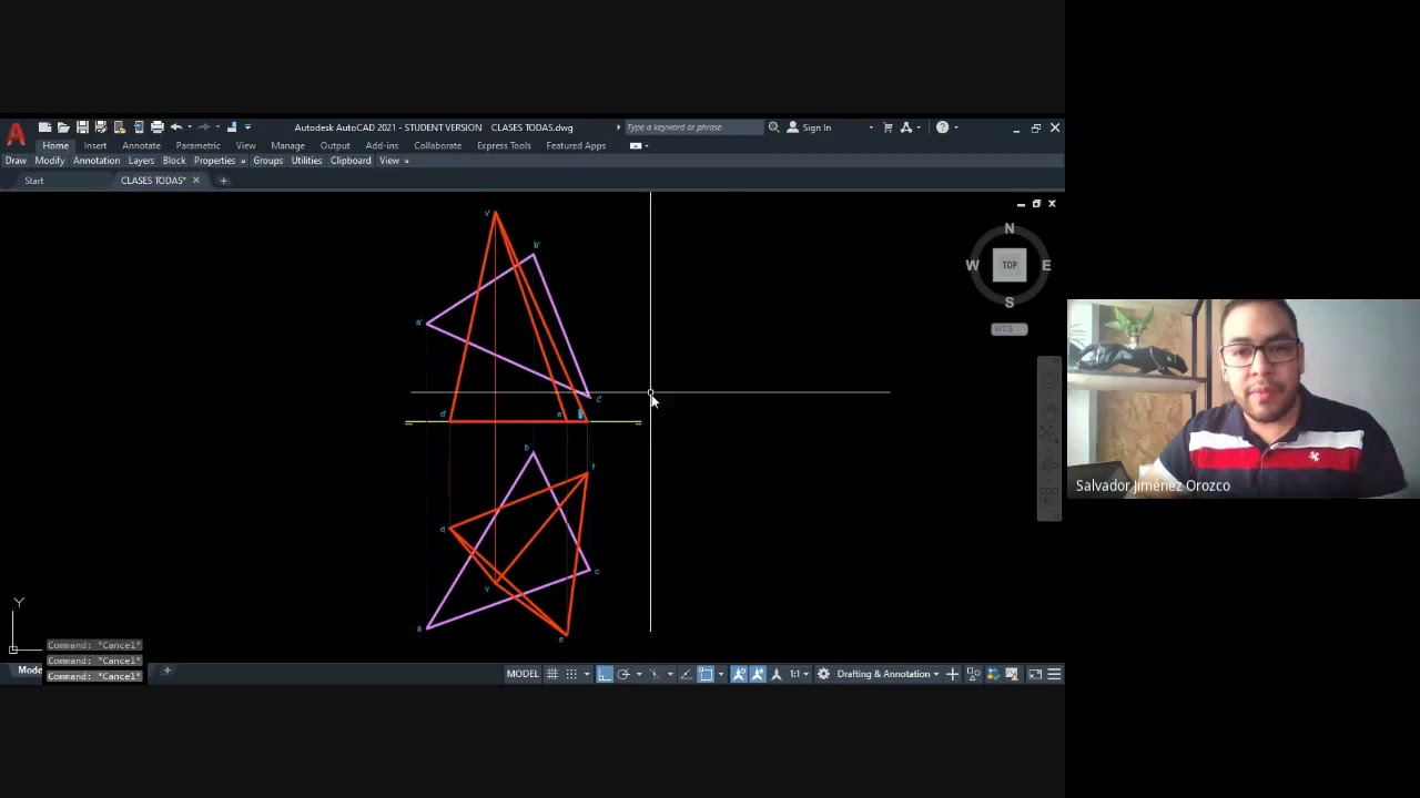 Clase. Intersección entre pirámide oblicua y plano cualquiera.