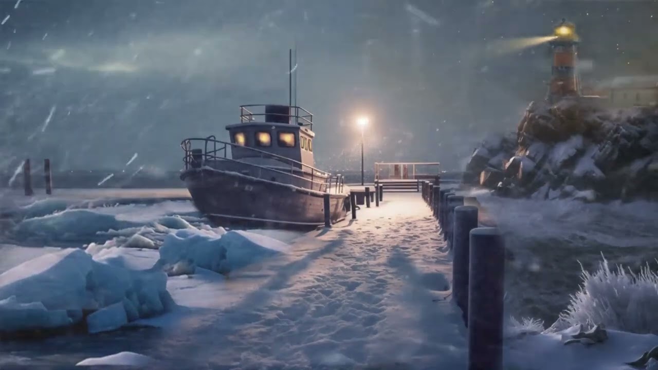 Lighthouse in the Snowstorm: Soothing Winter Winds for Sleep