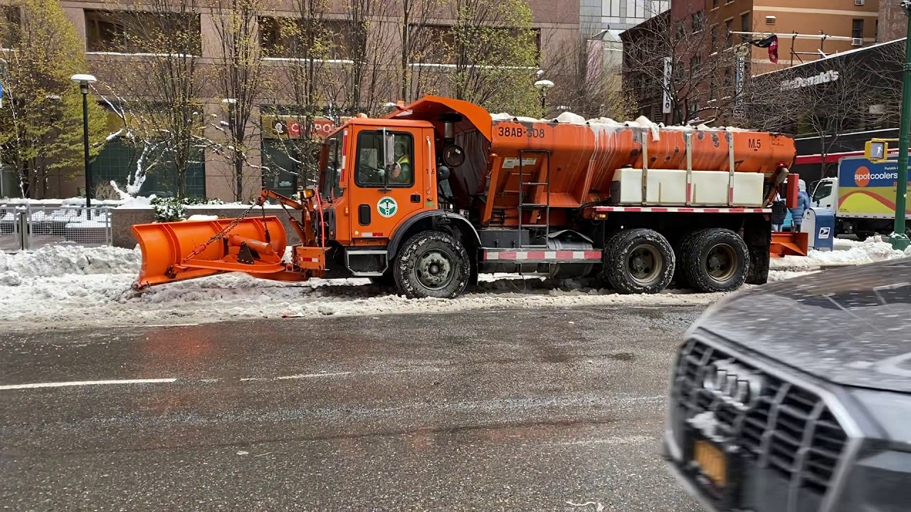 Camiones Preparando Limpiando Manhattan Luego De La Nevada 2020 Nueva York