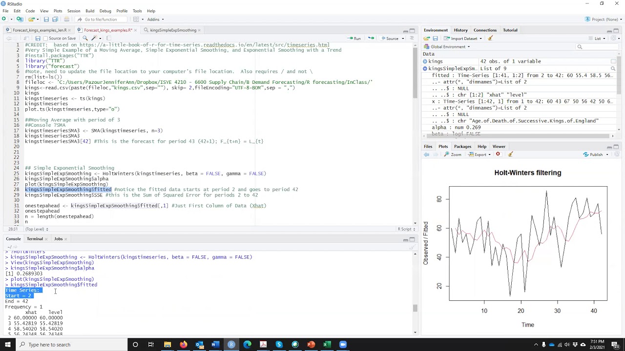 Simple Exponential Smoothing in R