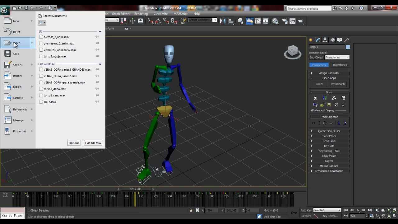 Tutorial insertar animaciones predeterminadas en un biped de 3DsMAX