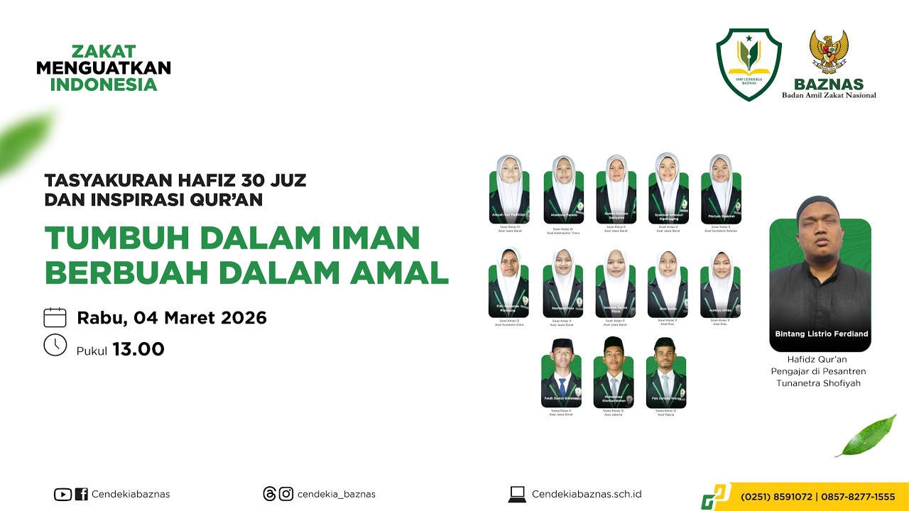CAHAYA RAMADAN 1447 H TASYAKURAN HAFIDZ 30 JUZ DAN INSPIRASI QUR'AN