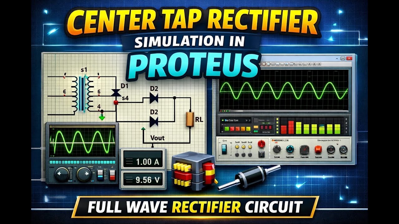 Center Tapped Full Wave Rectifier Simulation in Proteus | Step-by-Step Guide ⚡