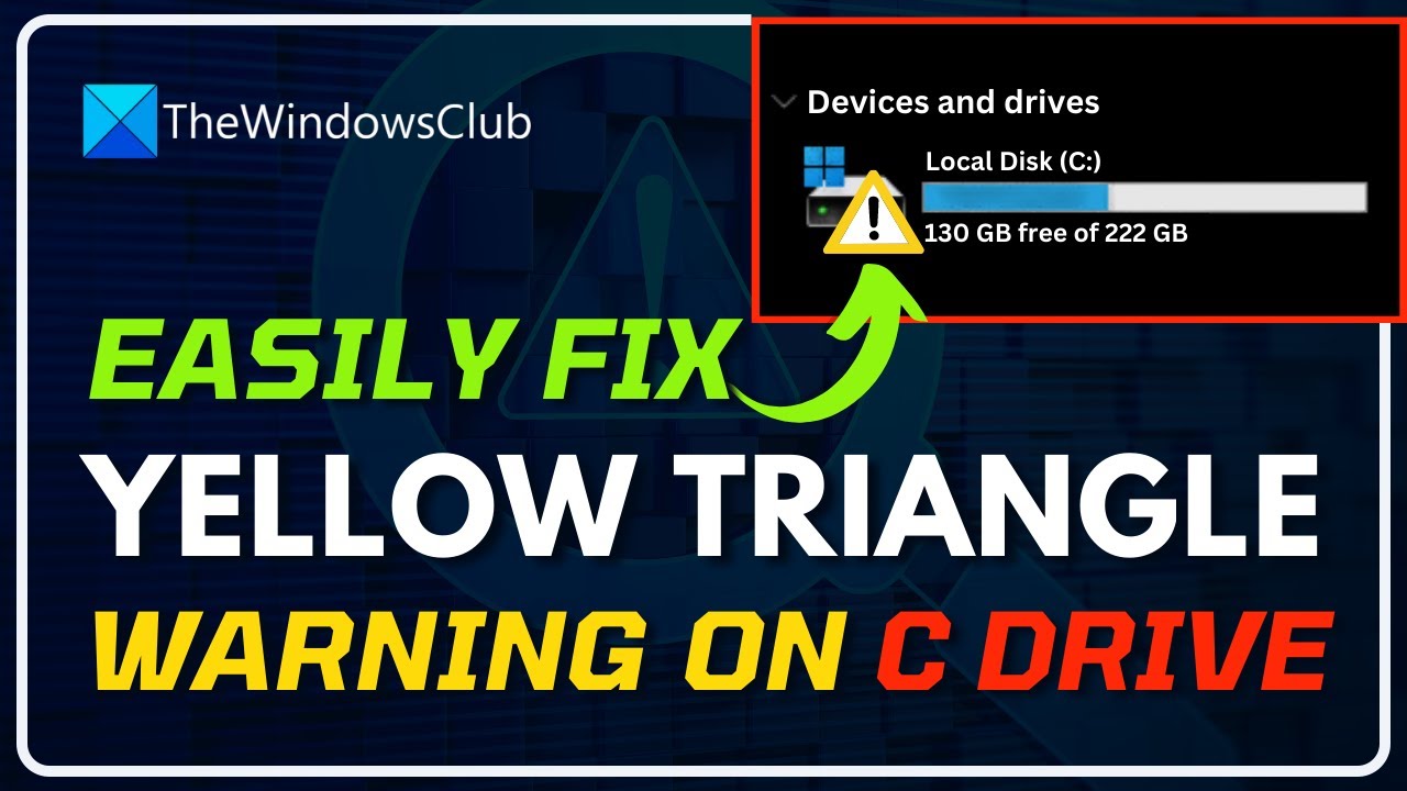 Предупреждение в виде желтого треугольника на диске C в Windows 11/10