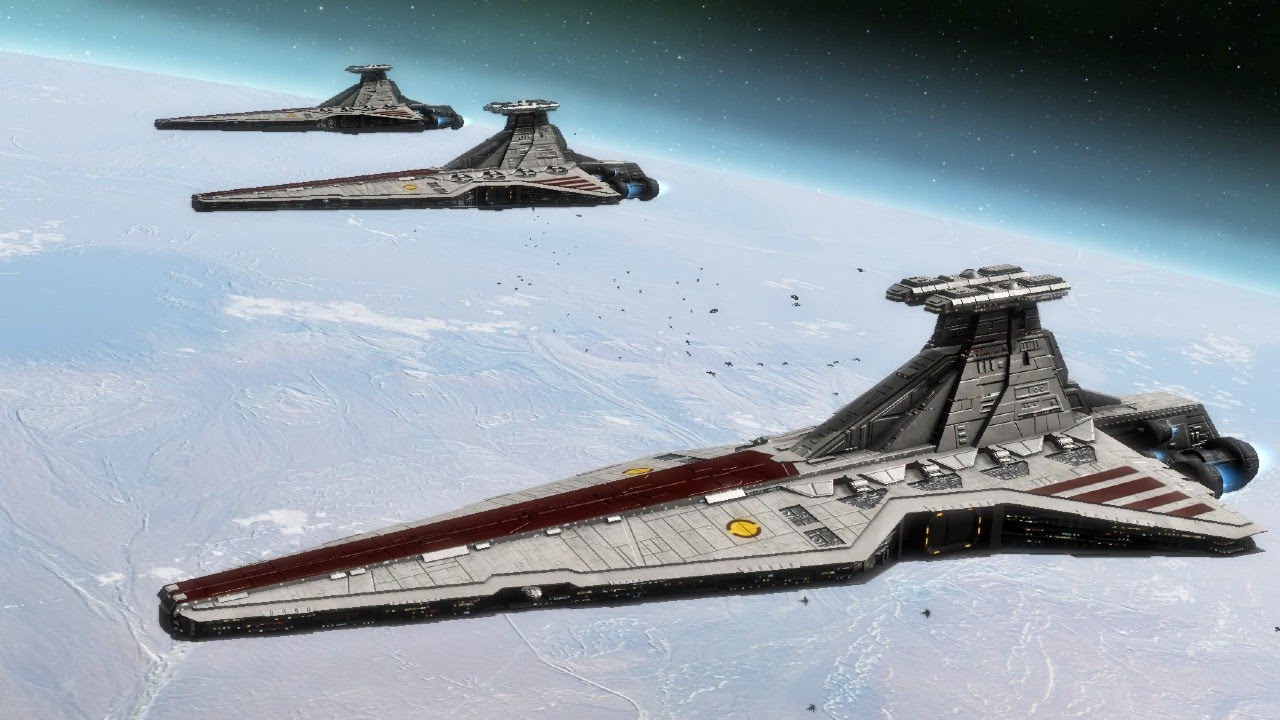 3 Venators vs 3 ISD1 - Star Wars: Empire At War Remake NPC Battle