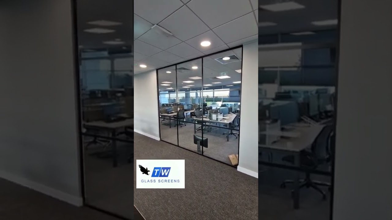 Banded Office Glass Partition Walls. 