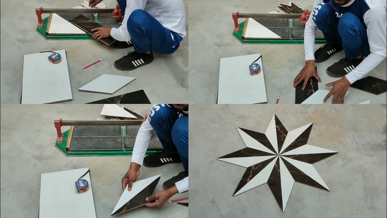 How to create 16-leaf flower design in wall and floor