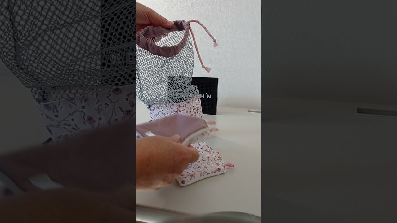 Lingettes démaquillantes lavables et réutilisables avec son filet de rangement ou de lavage assortis