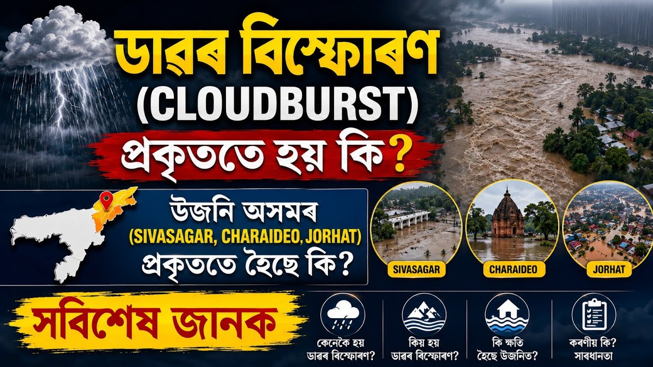 🌧️ ডাৱৰ বিস্ফোৰণ (Cloudburst) প্ৰকৃততে কি? | শিৱসাগৰ, চৰাইদেউ, যোৰহাটত প্ৰকৃততে কি হৈছে? | 