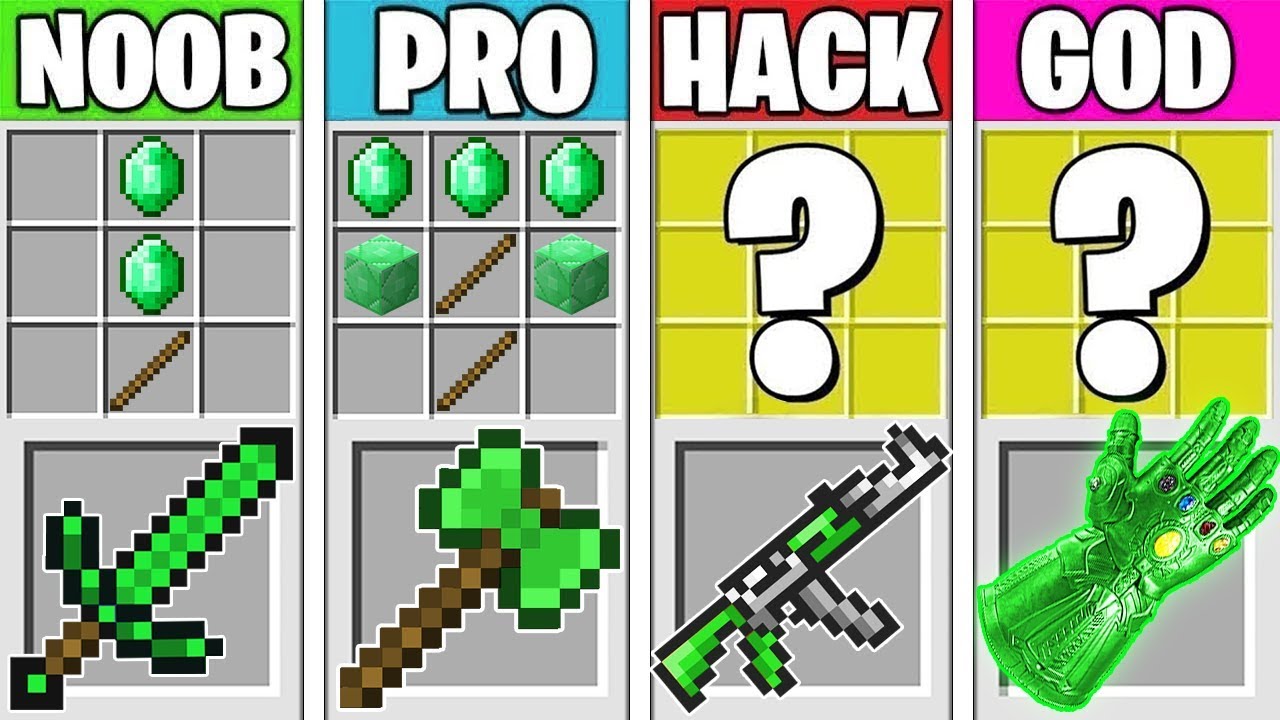 Minecraft Battle: EMERALD CRAFTING CHALLENGE! NOOB vs PRO vs HACKER vs GOD in Minecraft Animation
