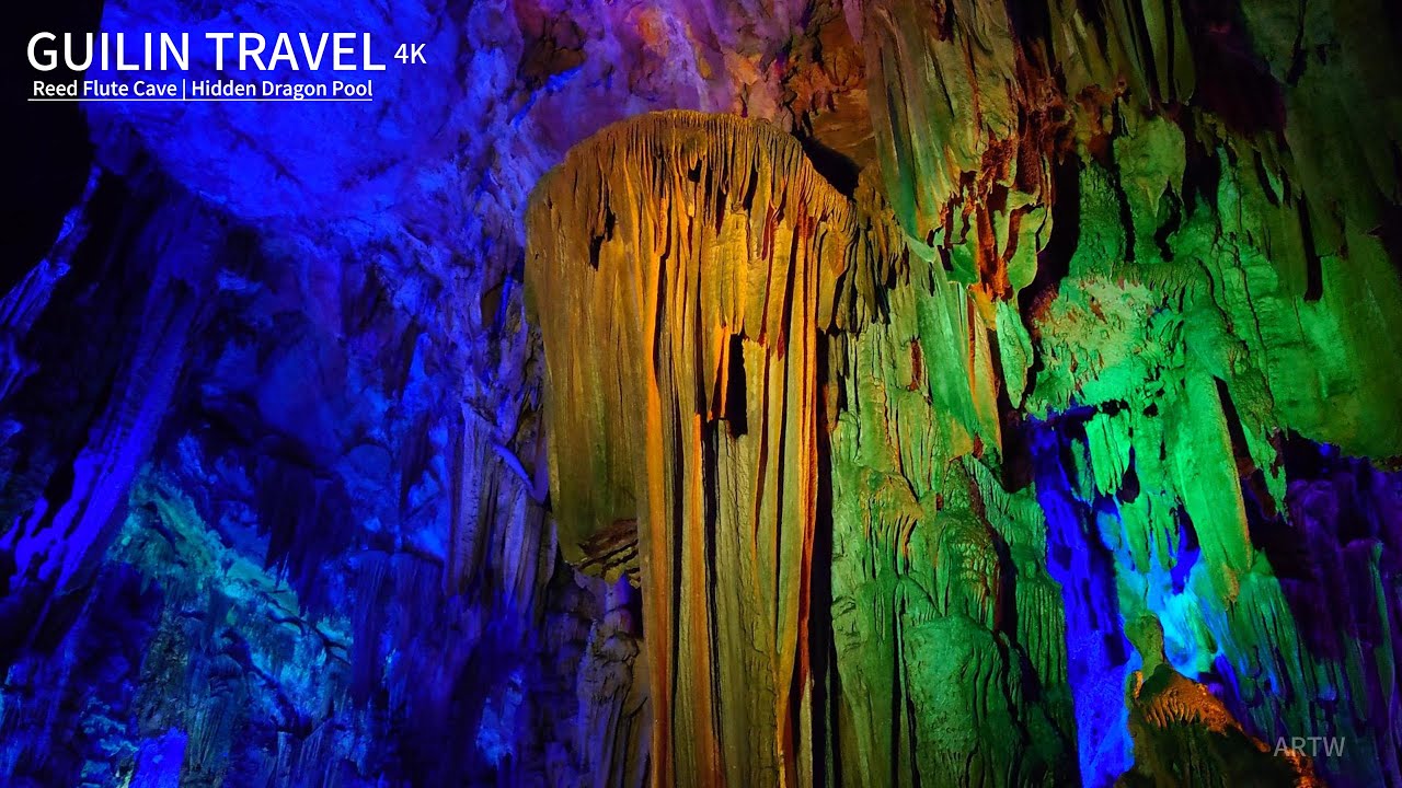 Inside Reed Flute Cave 4K | China’s Most Colorful Underground Wonder in Guilin芦笛岩｜桂林魔幻灯光与钟乳石的地下世界