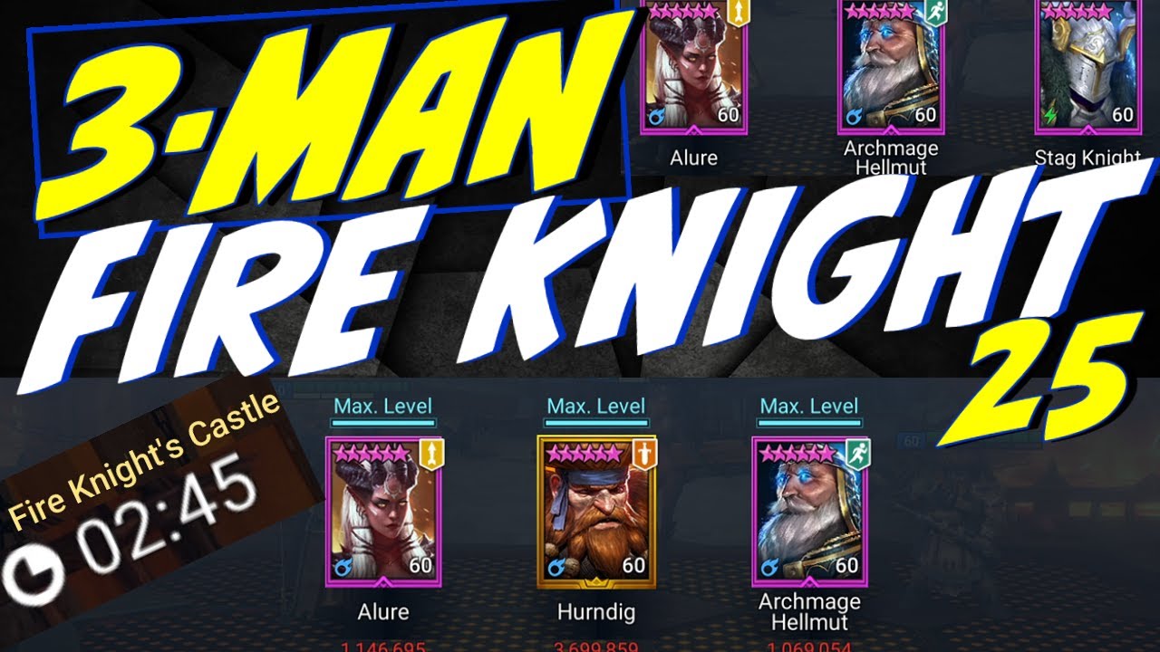 3-man FK25 teams + slow speed alure, no SEER teams. Raid Shadow Legends Fire Knight 25 speed runs