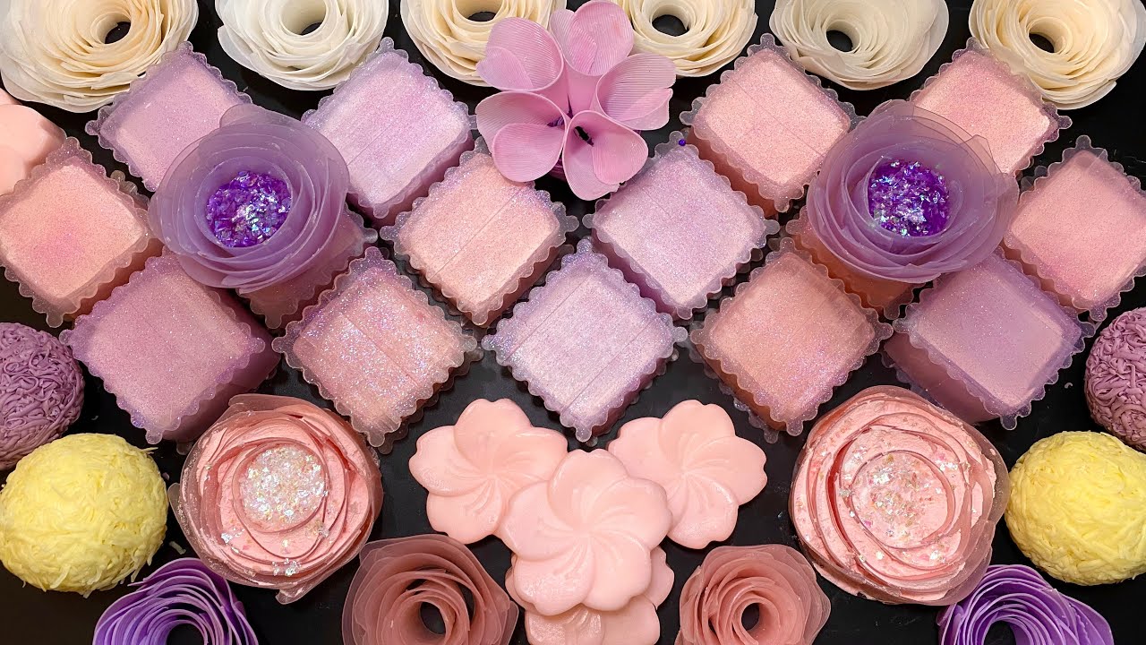 ASMR Crushing soap boxes with starch 🌸soap balls with starch 🌷Soap roses with glitter
