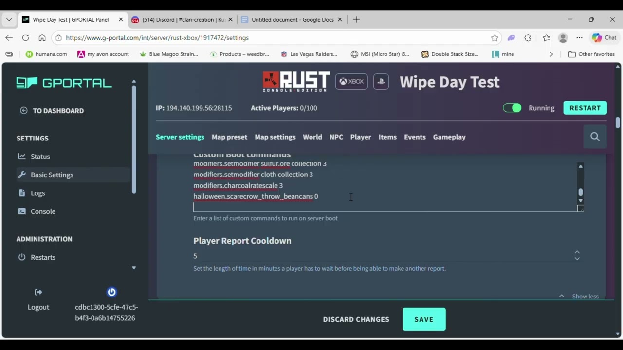 Rust Console Edition How to turn off scarecrow beancans and increase presents per player