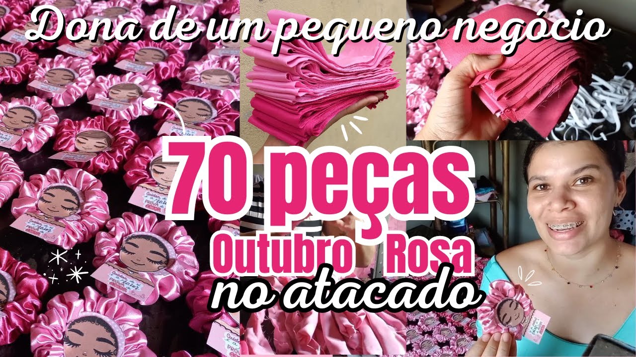 70 Scrunchies OUTUBRO ROSA no ATACADO! 🎀 Da Costura à Embalagem Final | VLOG 