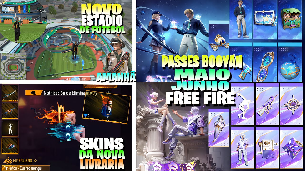 SKINS DOS PASSES DE MAIO E JUNHO! NOVA LIVRARIA E ESTÁDIO DE FUTEBOL, SERVIDOR AVANÇADO E MUITO MAIS