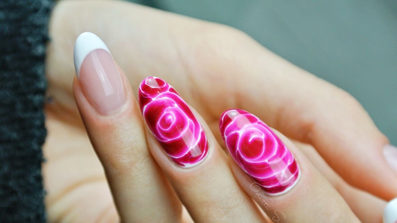Wet Roses  SHARM EFFECT step by step on nails :: Róże na mokro tutorial