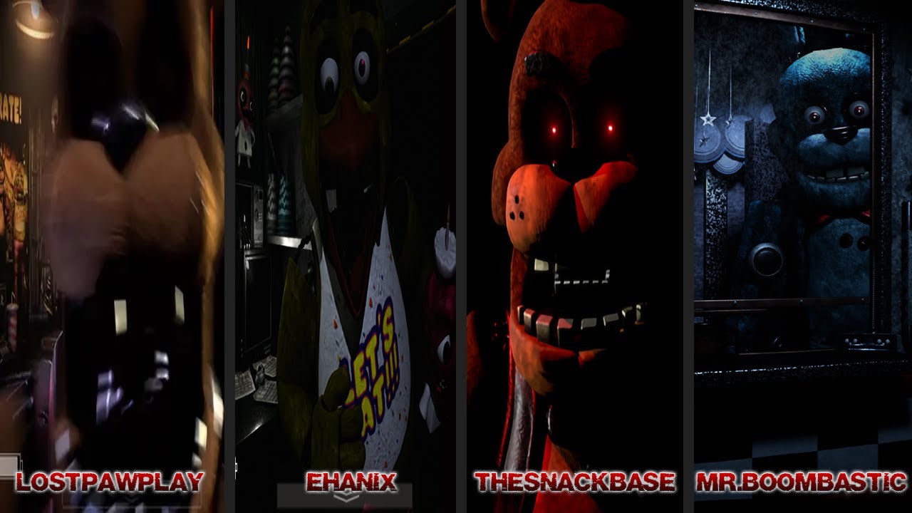 Fnaf Plus first version comparison (LostPawPlay, Ehanix, TheSnackBase, Mr.Boombastic)