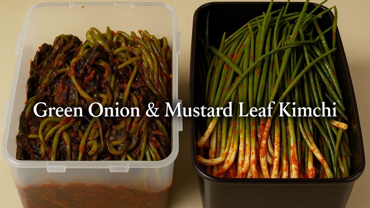 Making Green Onion & Mustard Leaf Kimchi | Fresh Korean Kimchi You Can’t Skip This Season