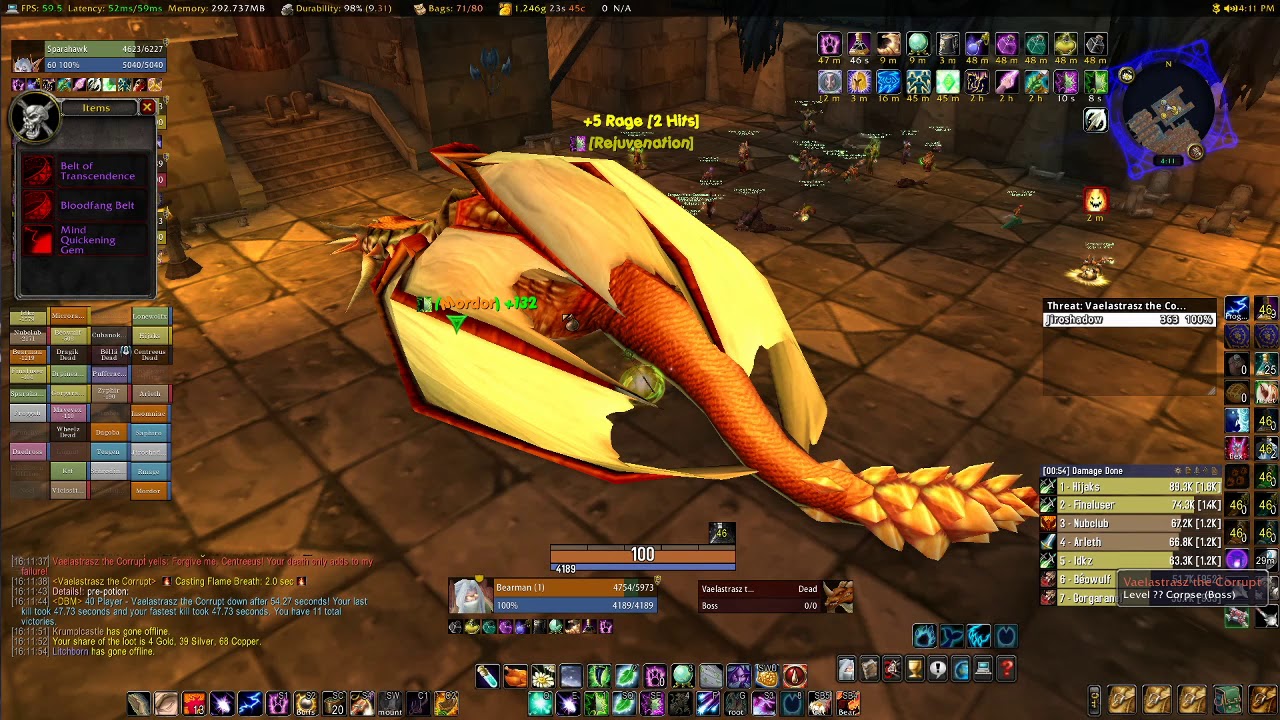 Full Blackwing Lair Clear Feral Druid OT/DPS POV