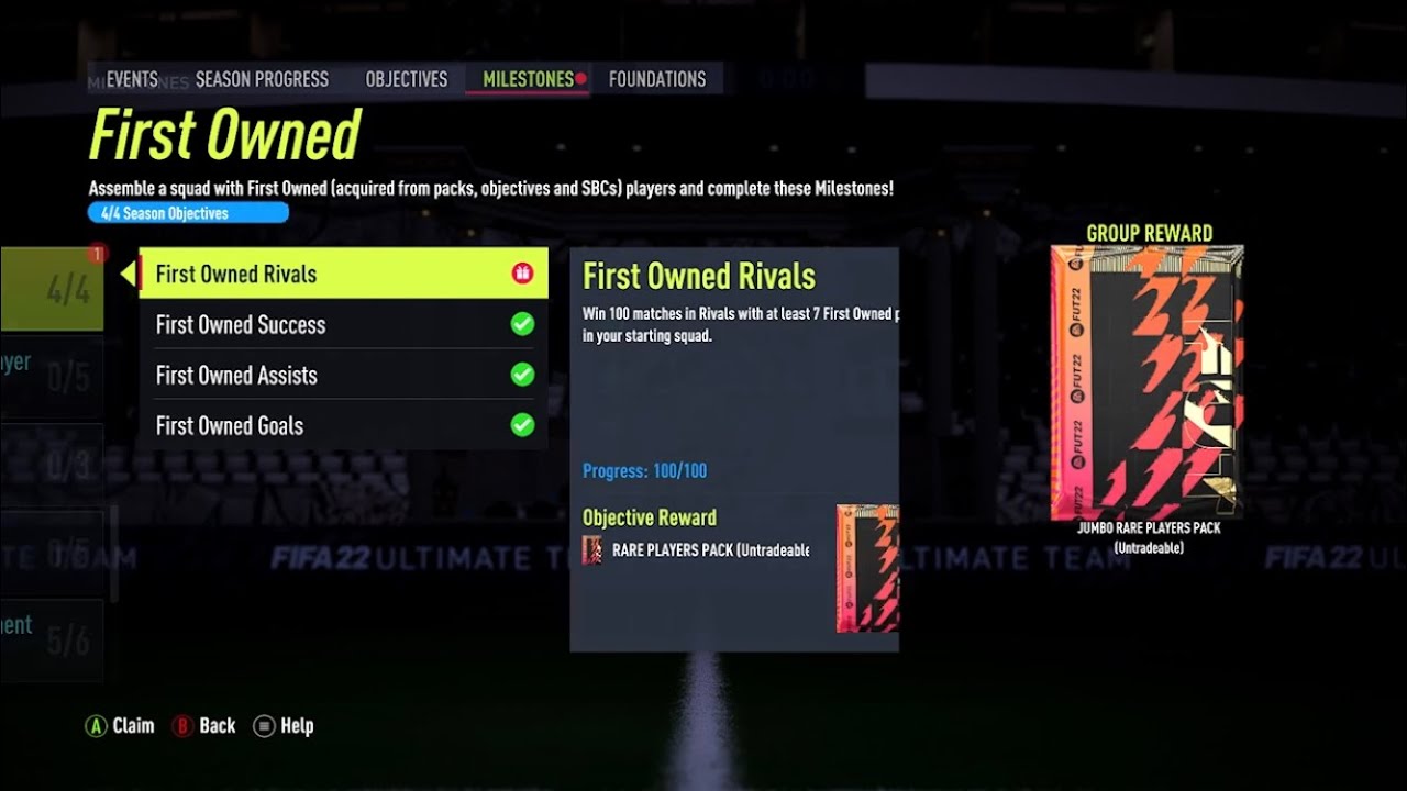 Fifa 22 first owner objectives packs completed what does a free 100k pack get you ?