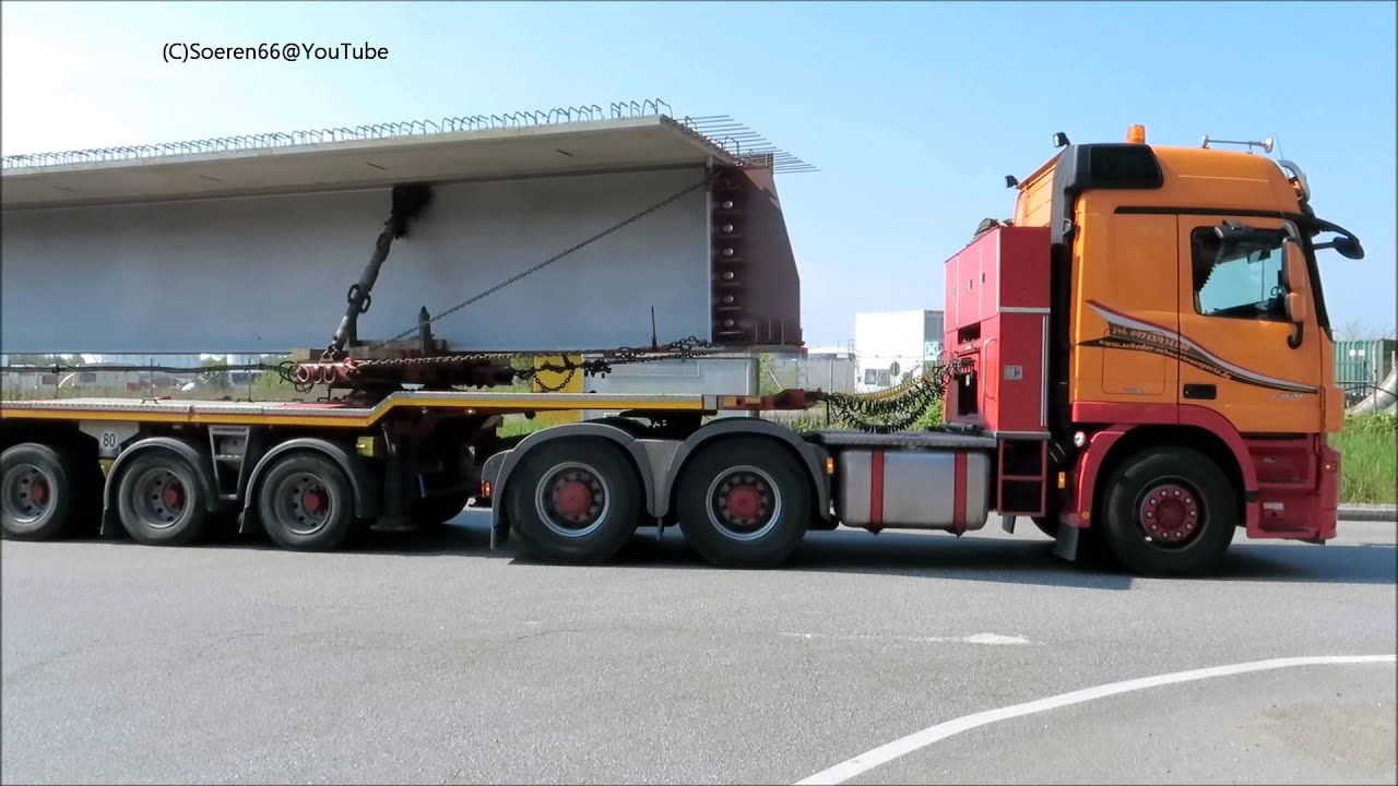 Mobilkran TEREX AC 700 hebt Brückenbinder vom Schwertransport, Teil 2 - Soeren66