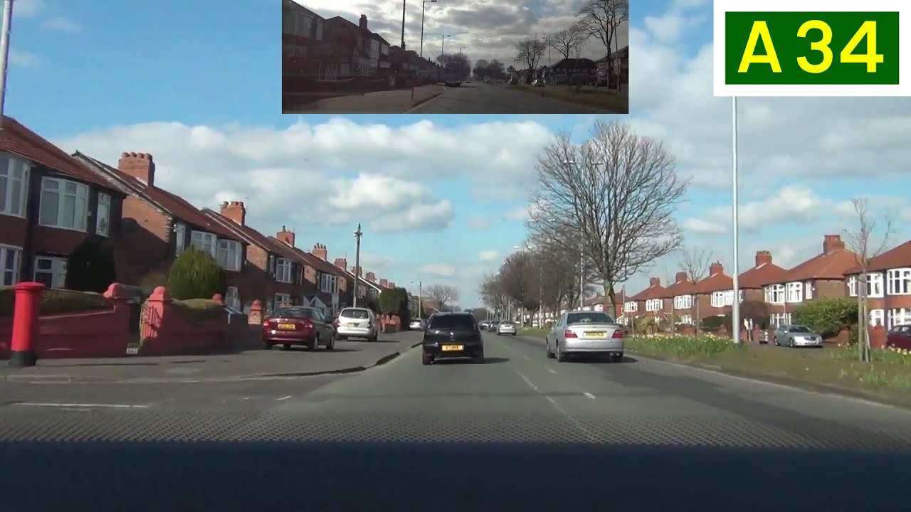 A34 Kingsway, South Manchester (Part 2) - Northbound Front View with Rearview Mirror