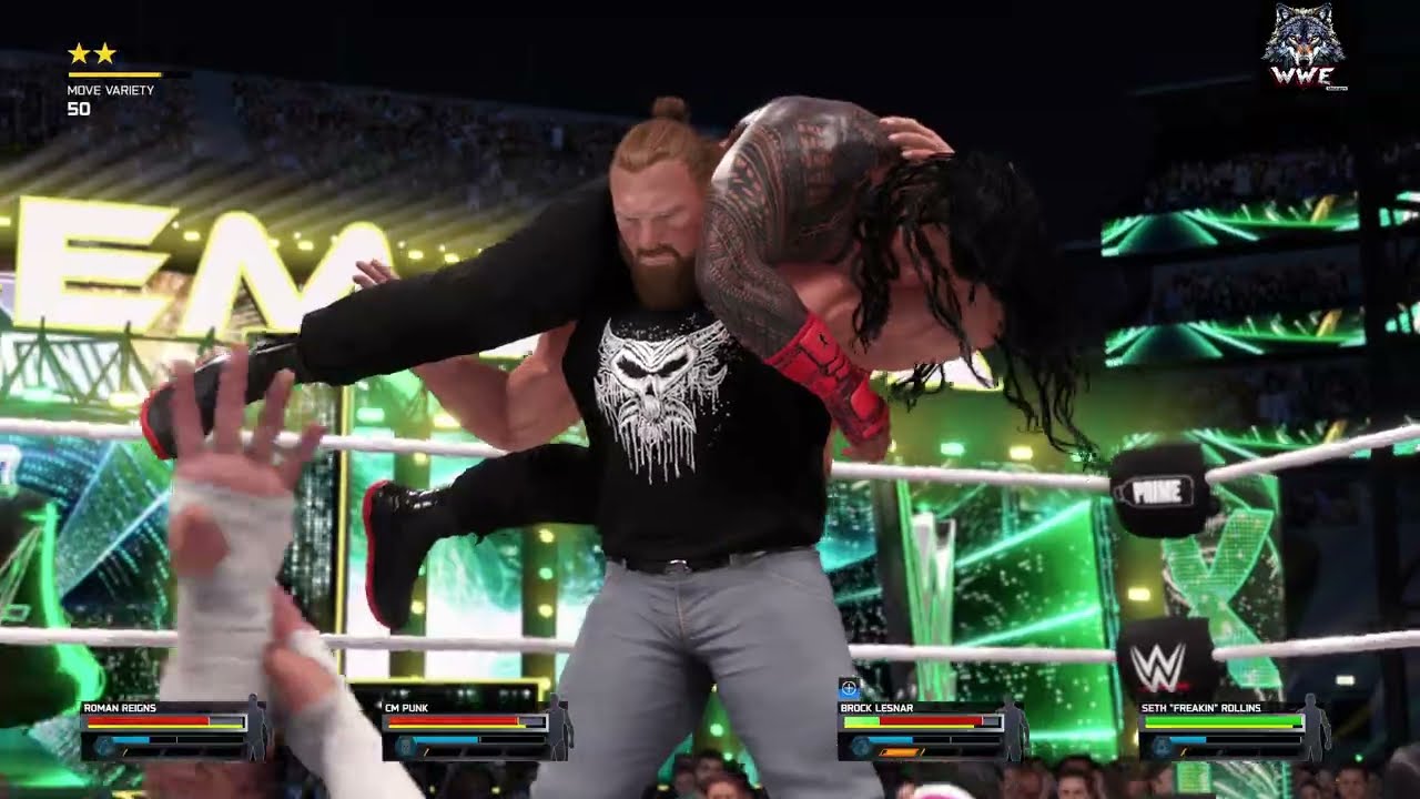 WWE2K25 ROMAN REIGNS VS CM PUNK (C) VS BROCK LESNAR VS SETH ROLLINS