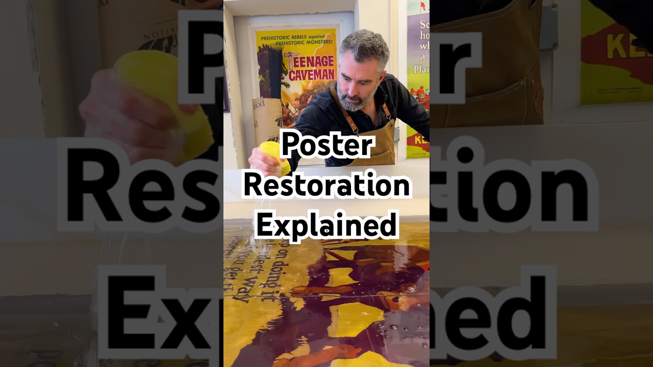 Watch how we restore this original 1920s vintage poster. #Art #VintagePoster #Restoration.
