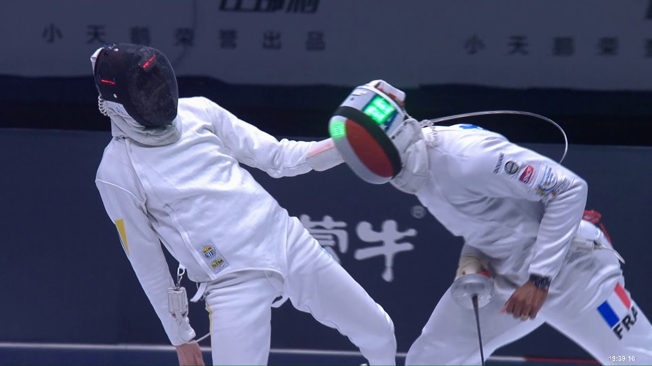 2018 242 T04 02 M E Individual Wuxi World Championships podium SVICHKAR UKR vs BOREL FRA
