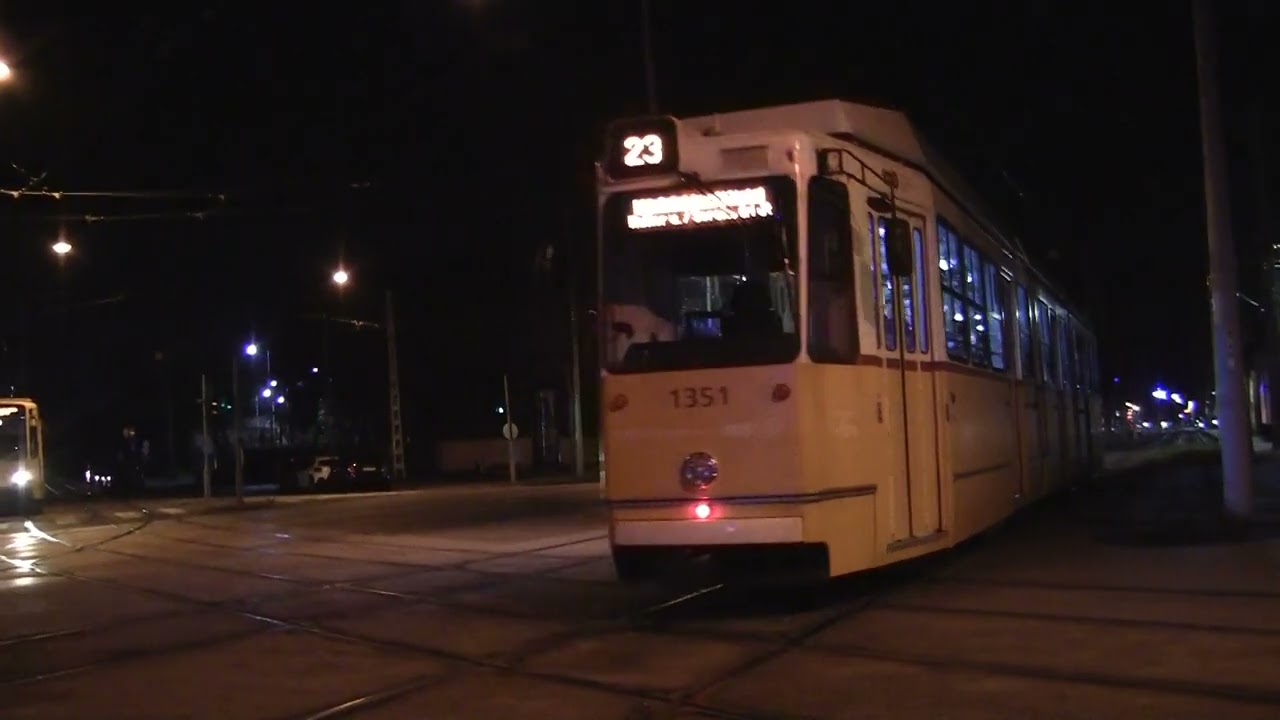 Ganz villamosok 1343 és 1351 Baross kocsiszínnél 2023 nov a Budapest 8.k. Ca03037