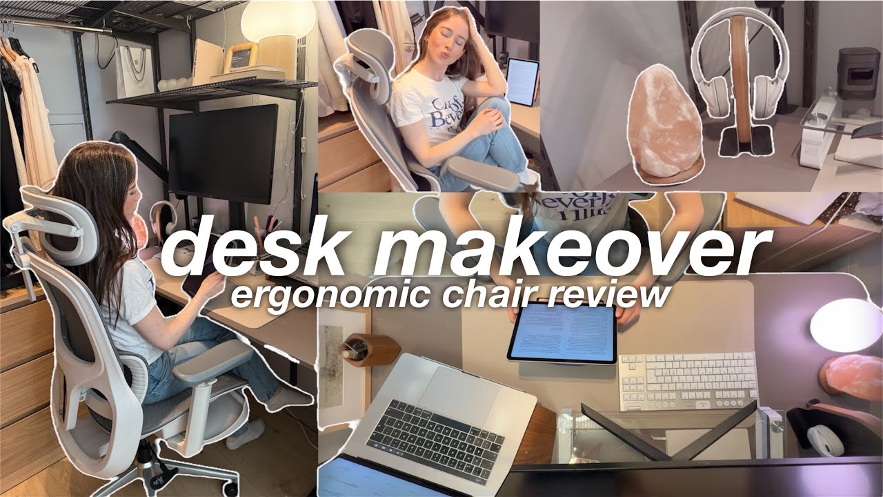 Desk Makeover 🎧 Hbada P2 ergonomic office chair review + cozy small setup