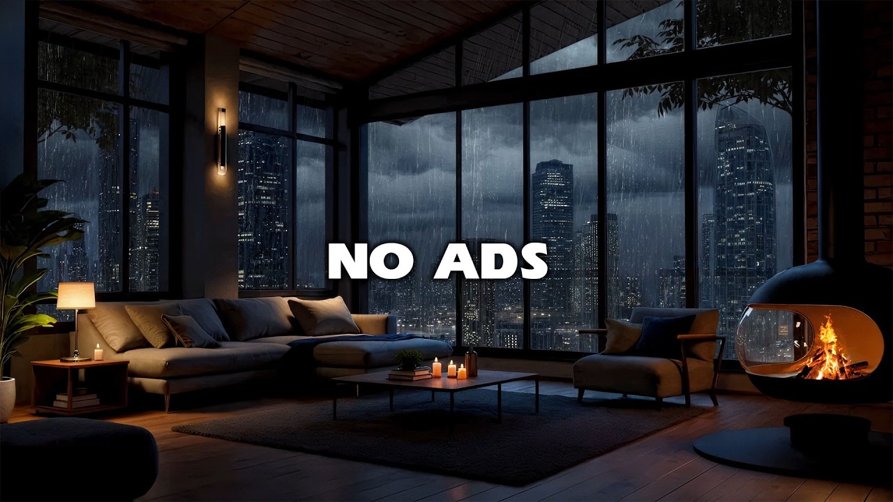 No Ads 💤 Cozy Rainy Evening in London 🌧️ Calming Sounds on Window for Deep Sleep & focus , relaxing