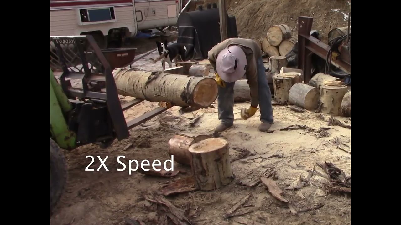 Stihl 220C Battery Saw Bucking Firewood