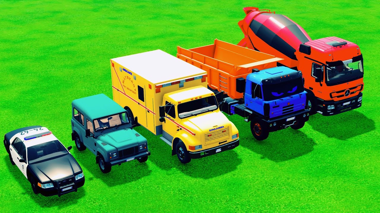 TRANSPORTING PIXAR CARS & FRUITS WITH COLORED & JOHN DEERE vs CLAAS vs TRACTORS - BeamNG.drive #962