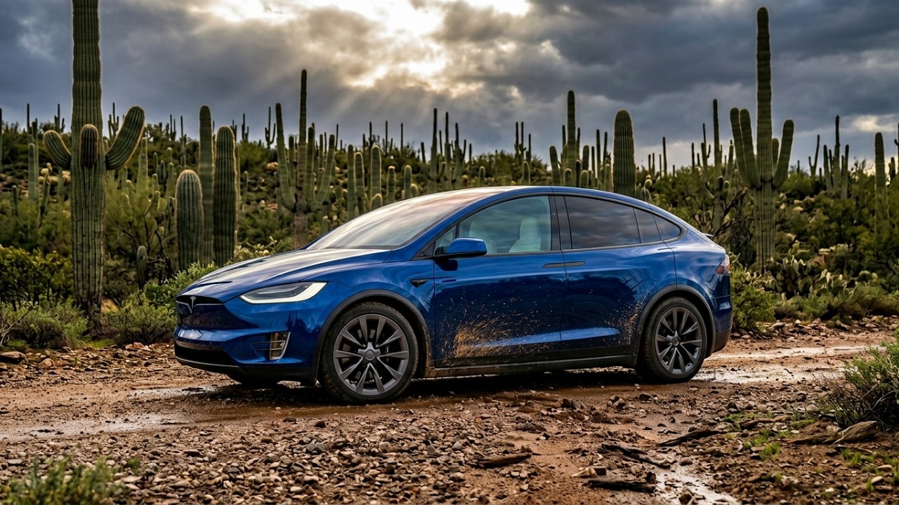 Tesla X Plaid Roadtrip to Saguaro National Park! From SoCal to Arizona in a Southwest Winter storm.