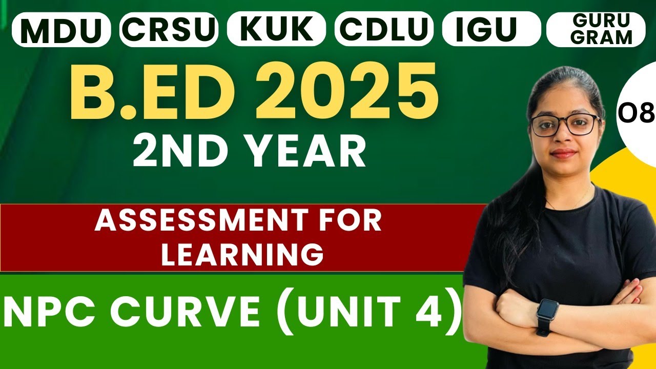 B.Ed 2nd Year | Assessment For Learning | NPC Curve Unit 4 | By Rupali Ma'am