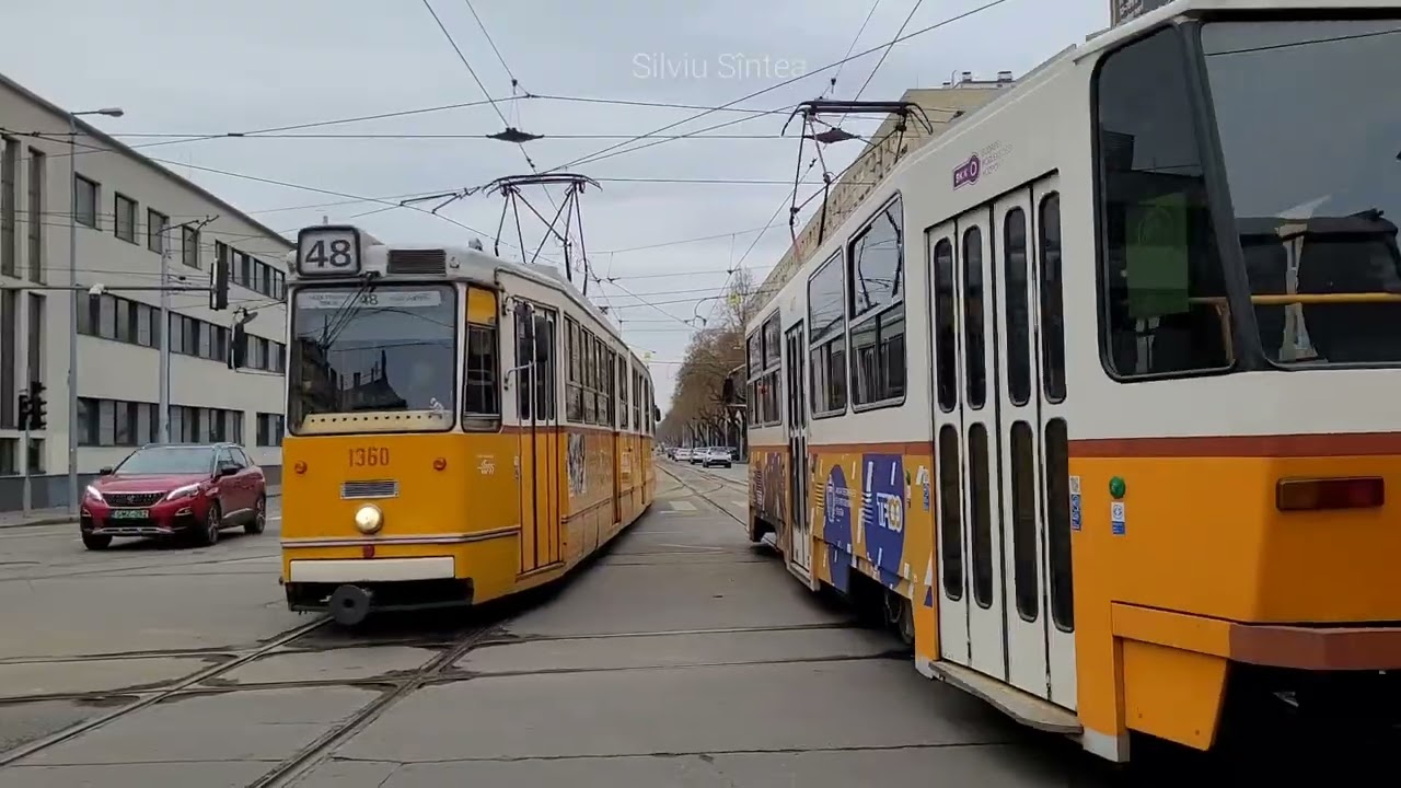Budapest: Fehérvári út. Trams nr. 1360, 4007 + 4006