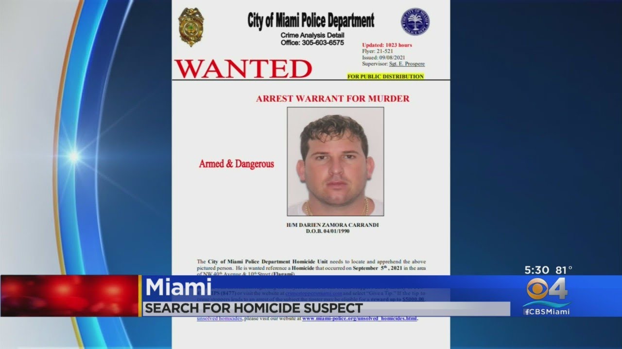 Search On For Miami Homicide Suspect