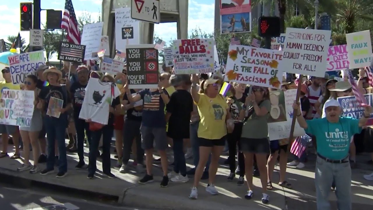 Hundreds rally outside Orlando City Hall in ‘No Kings’ protest