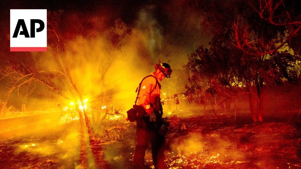 Wildfire burning in Calaveras County, Northern California