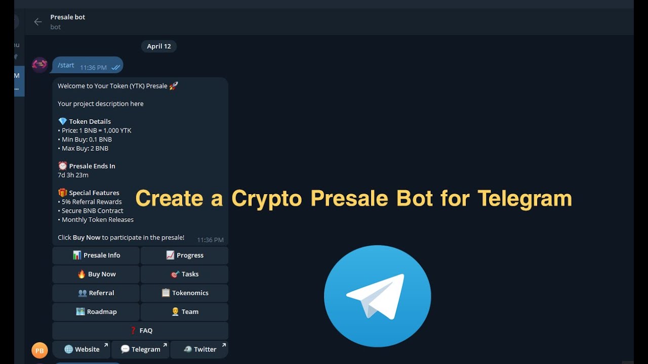 Create a Crypto Presale Bot for Telegram | Source Code