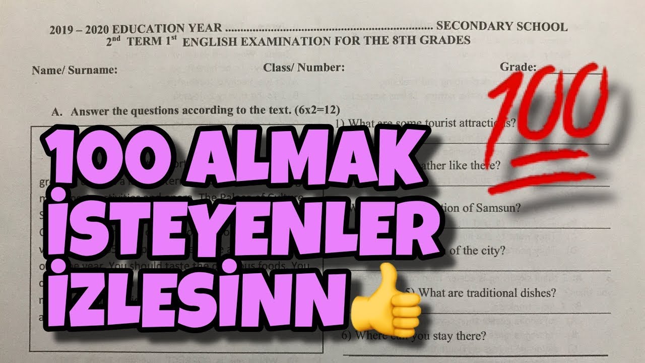 8.Sınıf 2.Dönem 1.Yazılı İngilizce Soruları