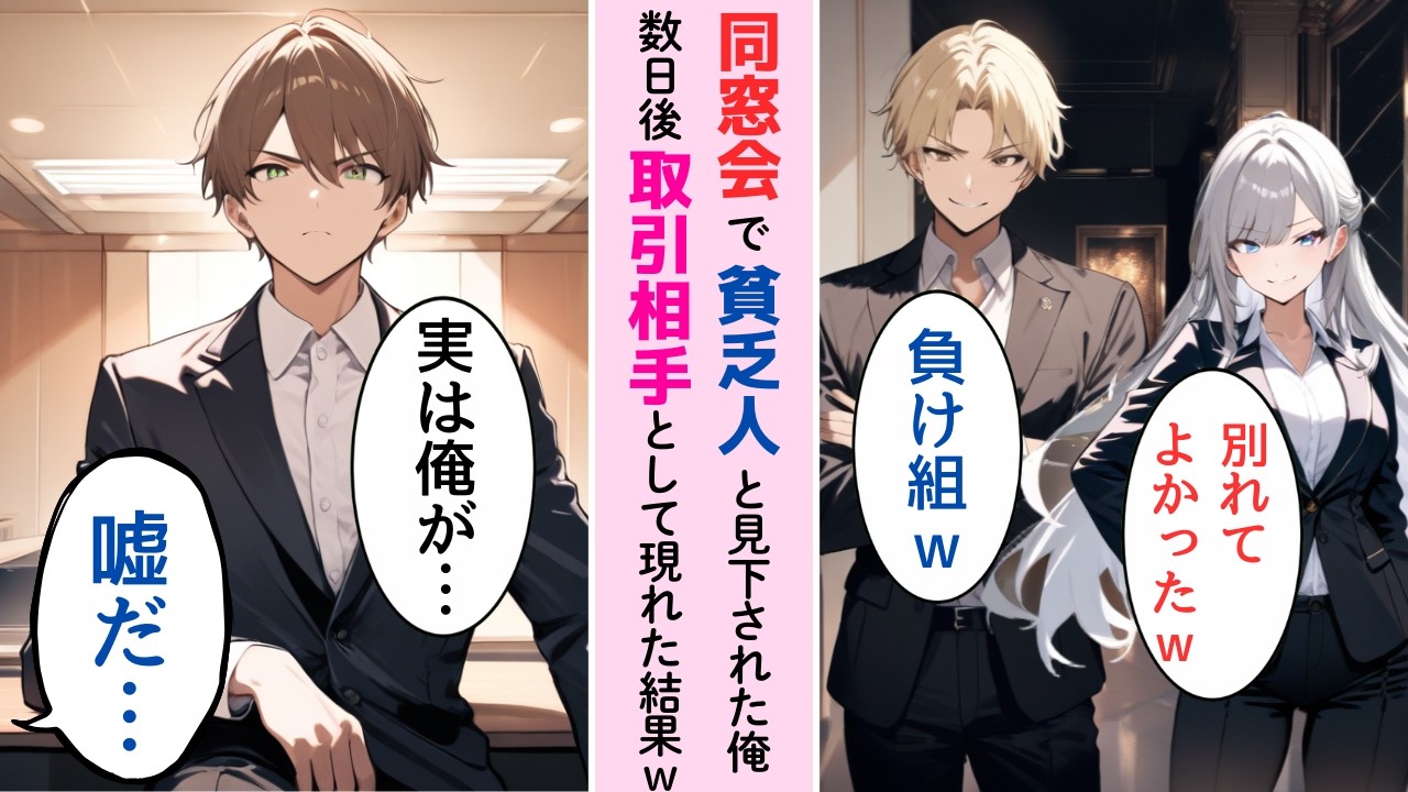 【スカッと】「年収いくら？ｗ」同窓会で俺をゴミ扱いした自称エリートの末路。→俺が彼らの会社の命運を握るCEOだと気づいた瞬間の顔が最高にメシウマだったｗ【漫画】