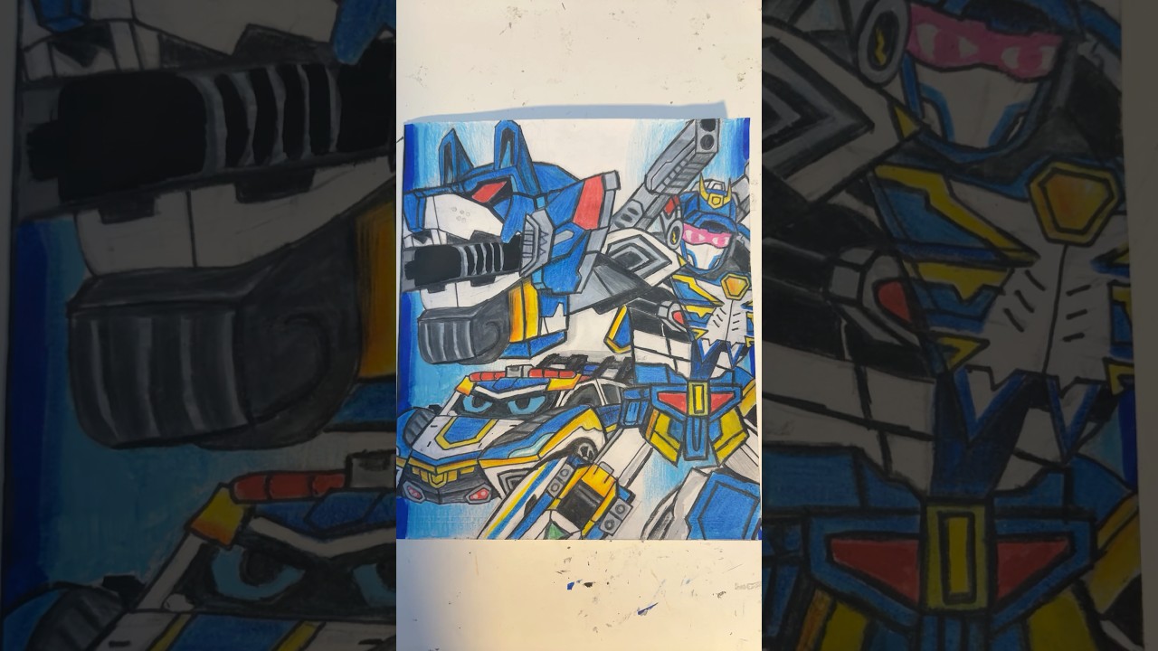 My Drawing of Blue Cop W (Season 3 version) 🤖🚔🐺#drawing #metalcardbotw #metalcardbots