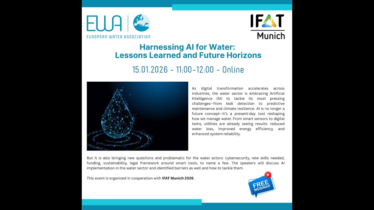 EWA/IFAT Webinar: Harnessing AI for Water: Lessons Learned and Future Horizons