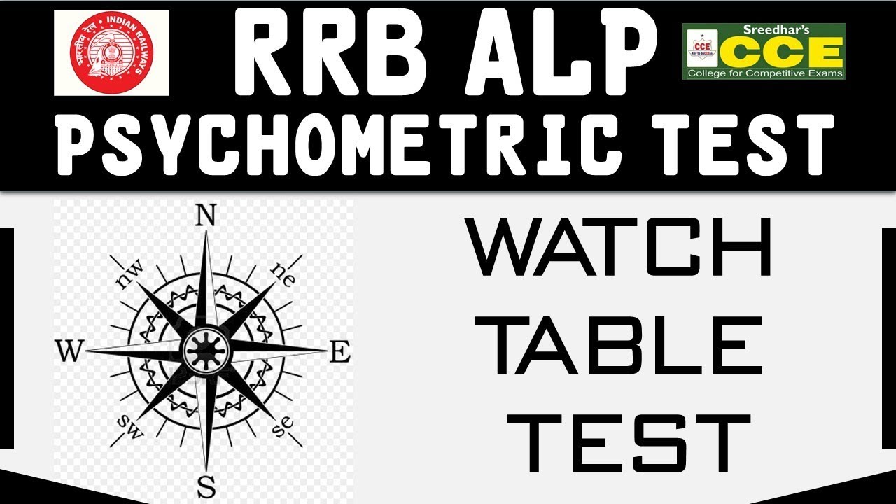 RRB ALP PSYCHOMETRIC TEST | WATCH TABLE TEST | CONCEPT, QUESTIONS AND ANSWERS